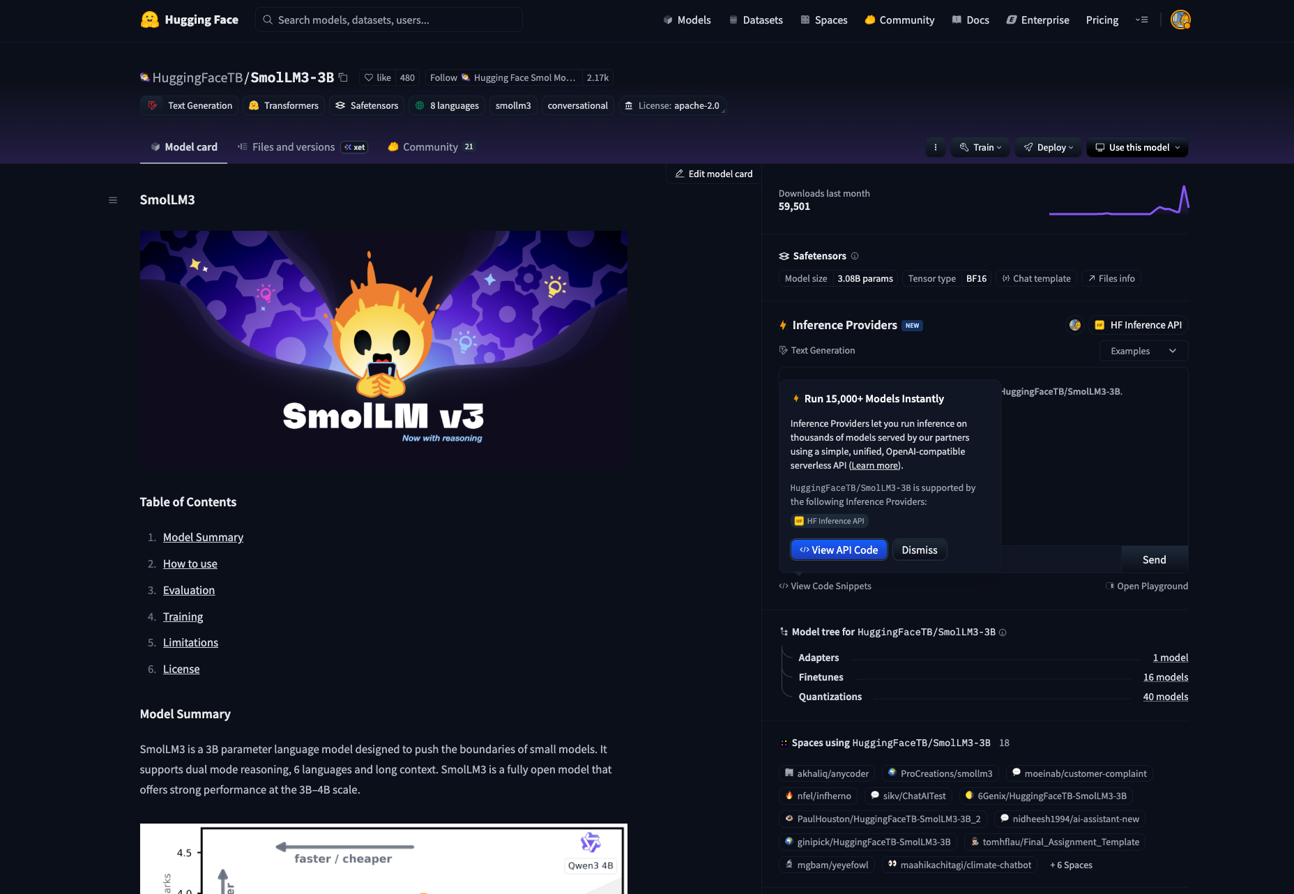 SmolLM3 3B on the Hugging Face Hub