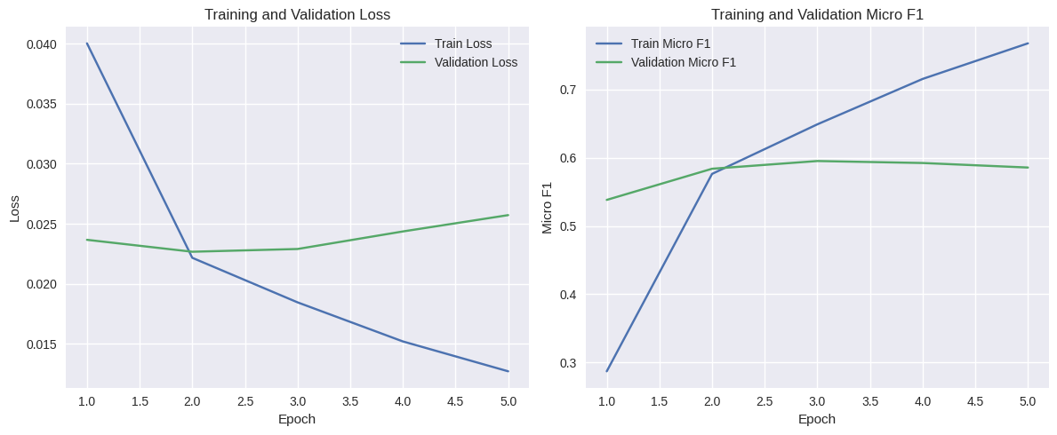 Training and Validation Loss and Micro F1