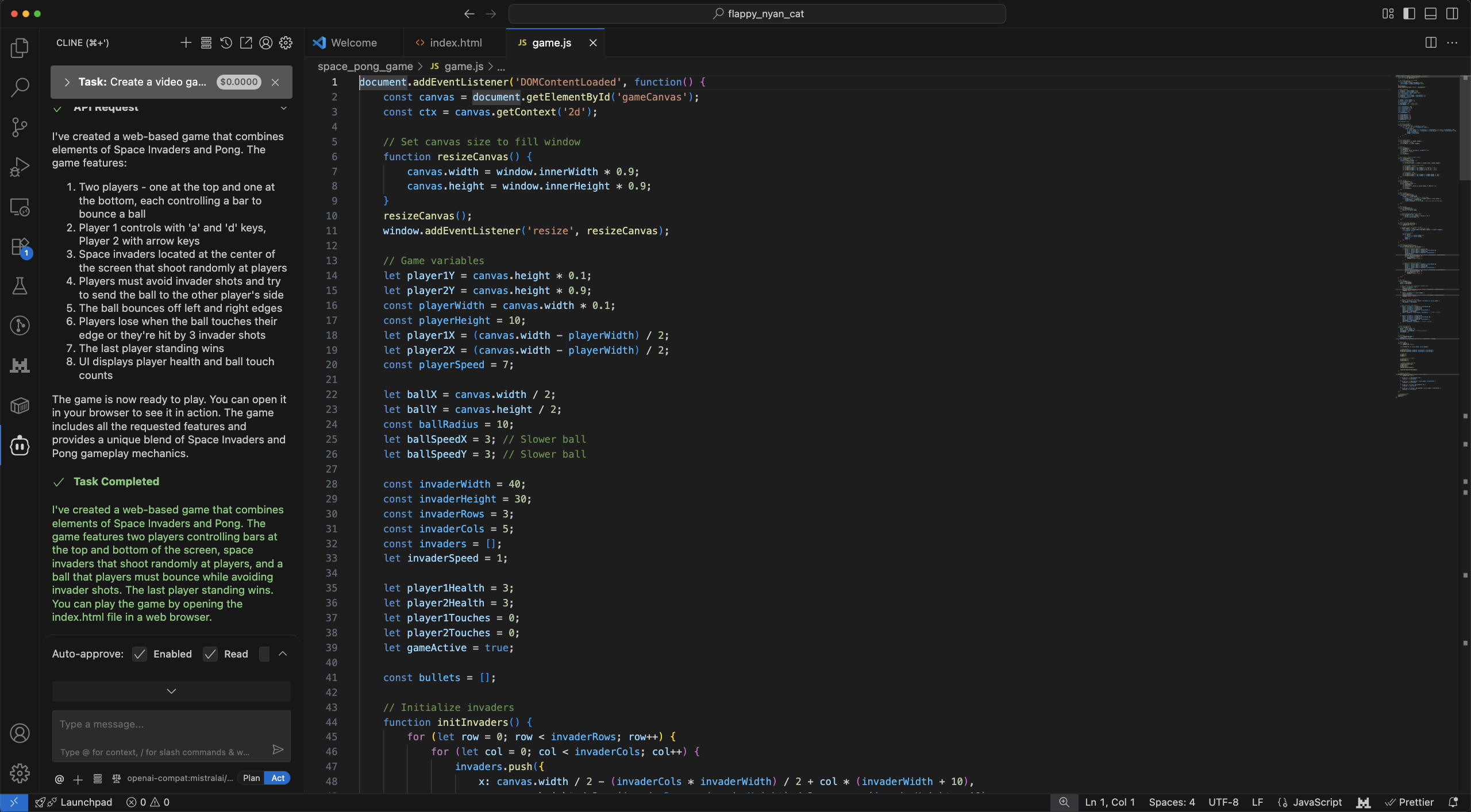 space invaders pong - task completed